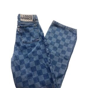 RAGGED PRIEST JEANS Checkerboard print Wide Leg Denim Women's Size 26